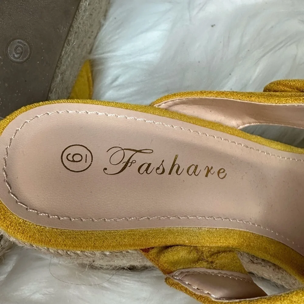 Yellow Espadrille Shoes with Suede Finish